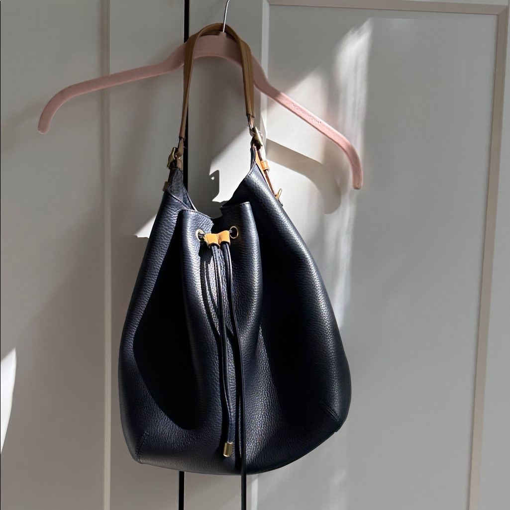 Coach Legacy Soft Pebbled Blue Drawstring Hobo Bag